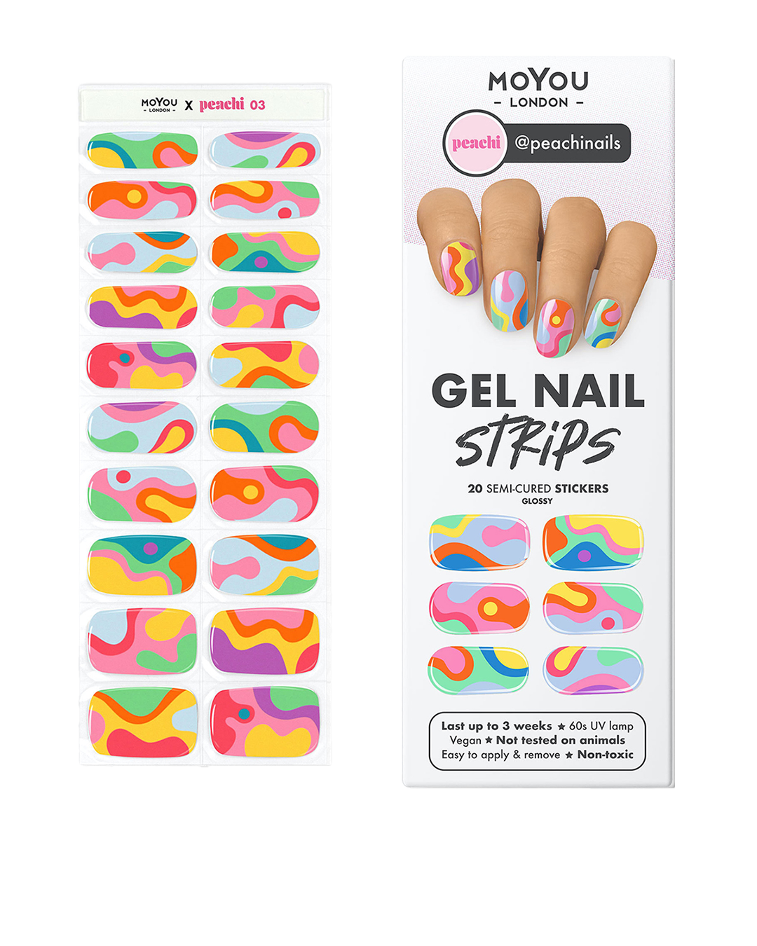 רצועות ג'ל לציפורניים של Peachinails 03 | שבועיים+ ללבוש ישראל