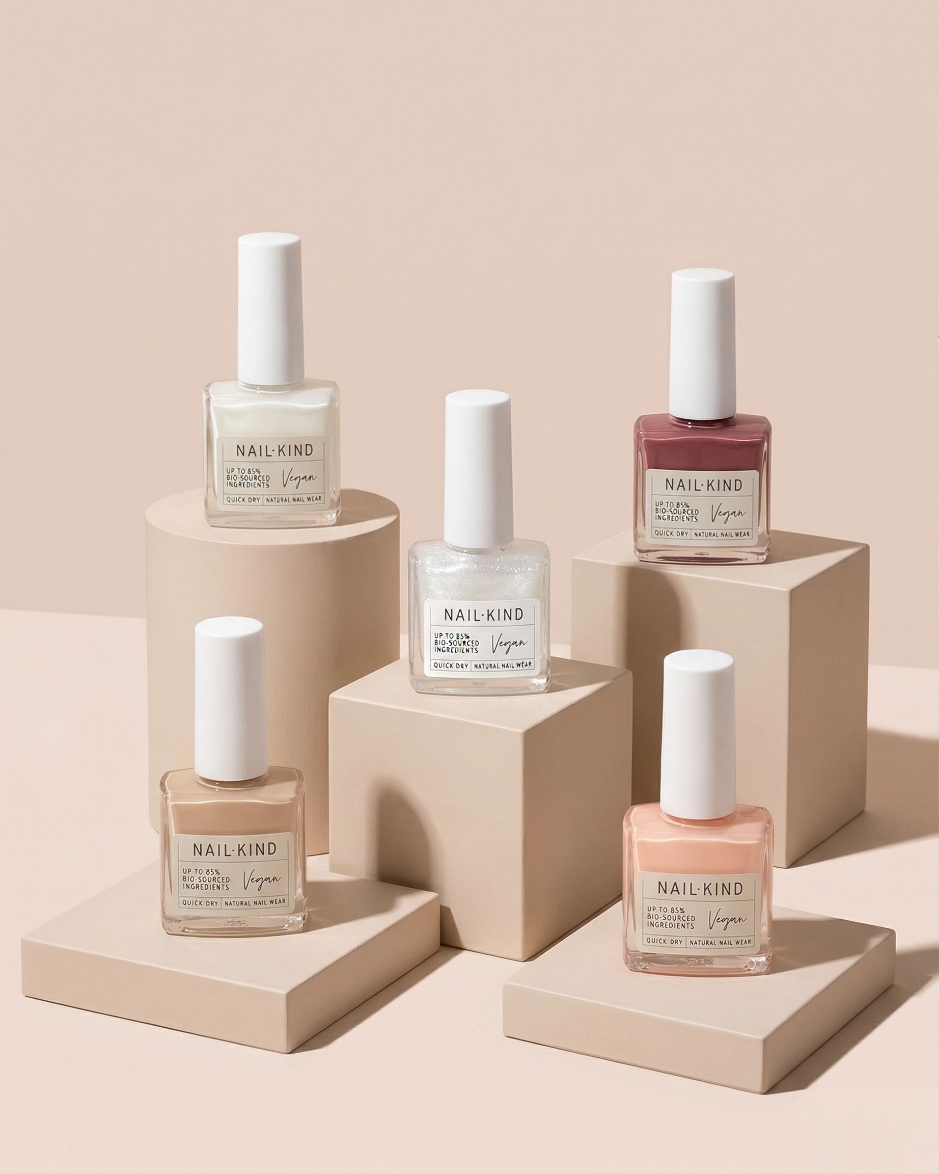NailKind Nude Bundle: A set of 5 nail polishes in nude and pastel shades