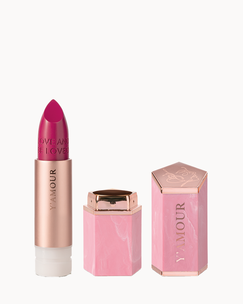 שפתון עמיד 'מילאנו' מימור בגוון ורוד-ברונזה, מתנשא באריזה ייחודית ומרהיבה בגווני ורוד וזהב