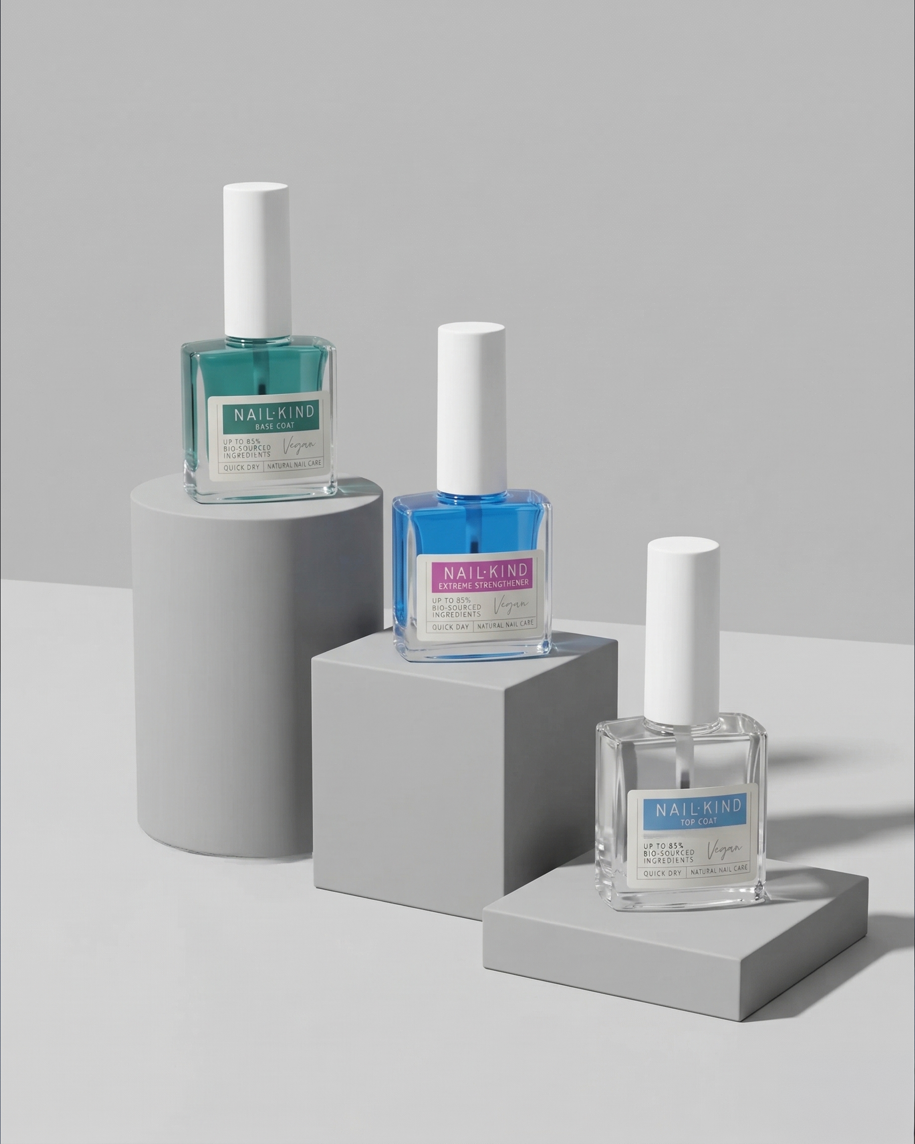 NailKind All You Need Bundle: Base, Top, and Nail Strengthener Set