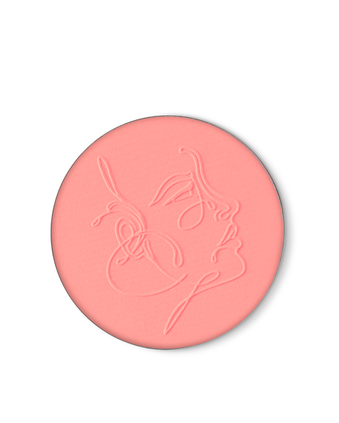 סומק מומלץ בגוון ורוד עדין עם דפוס פנים אומנותי חקוק על המוצר