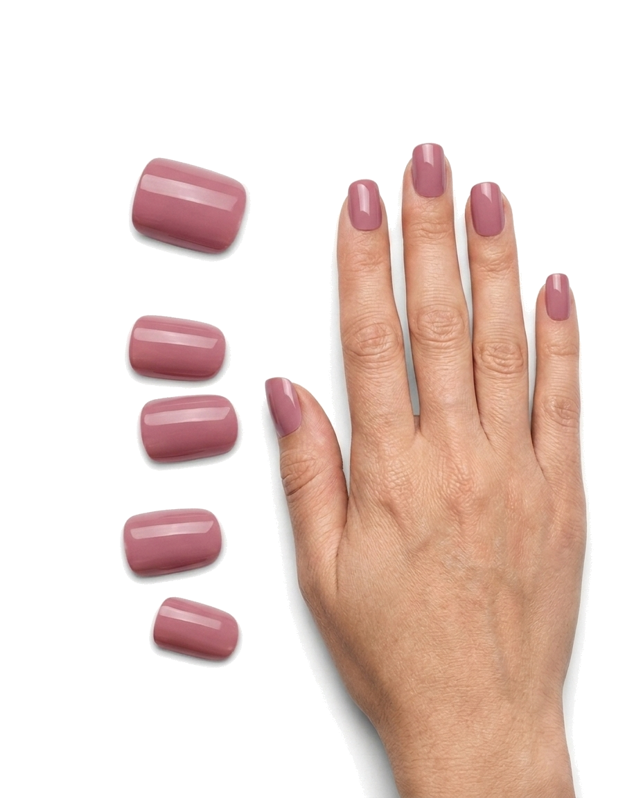 imPRESS Petal Pink press-on nails worn on hand with loose nails