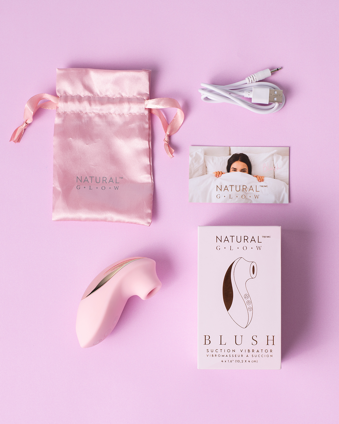 ערכת ויברטור יניקה מלאה עם כבל USB ותיק אחסון ורוד