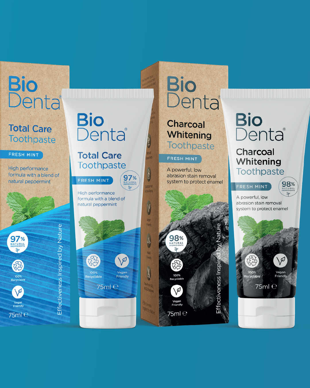 תצוגת מגוון מוצרי טיפוח הפה