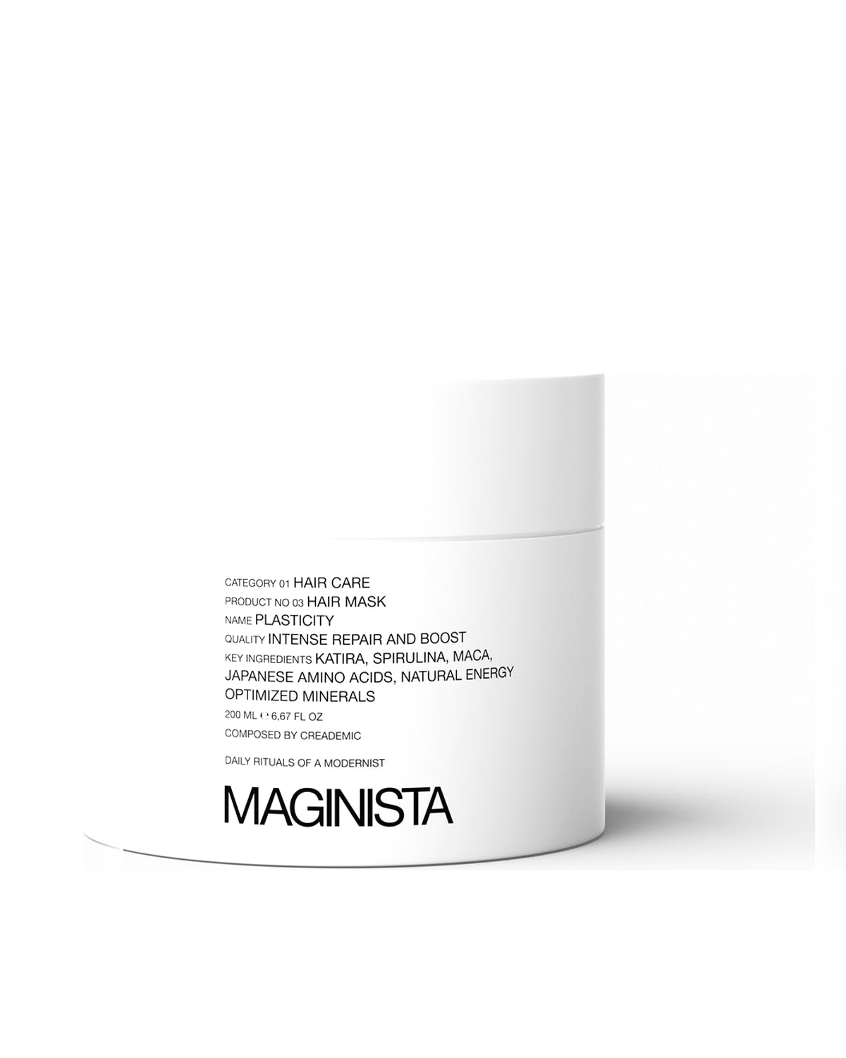 מסיכת שיער MAGINISTA Plasticity — אריזה רשמית על רקע לבן