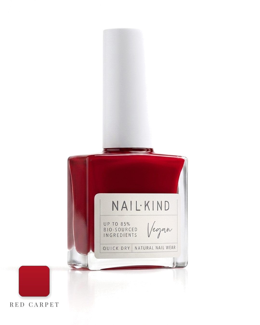 לק NailKind Red Carpet — בקבוק על רקע לבן עם דוגמית גוון
