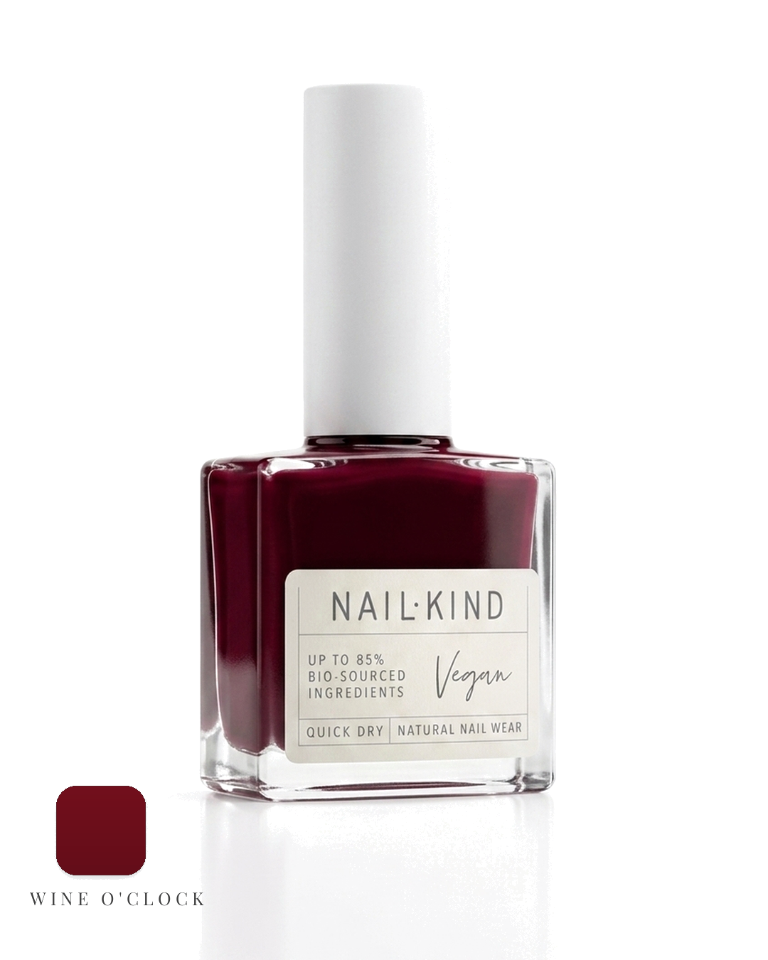 לק NailKind Wine O'Clock — בקבוק על רקע לבן עם דוגמית גוון