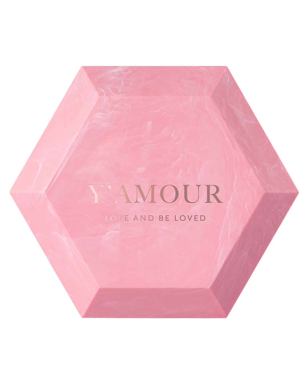 אריזת היילייטר יוקרתית בצורת משושה ורודה עם כיתוב למראה מבריק וטבעי