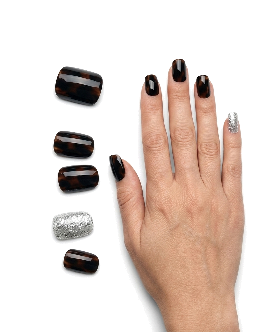 imPRESS Destiny press-on nails worn on hand with loose nails