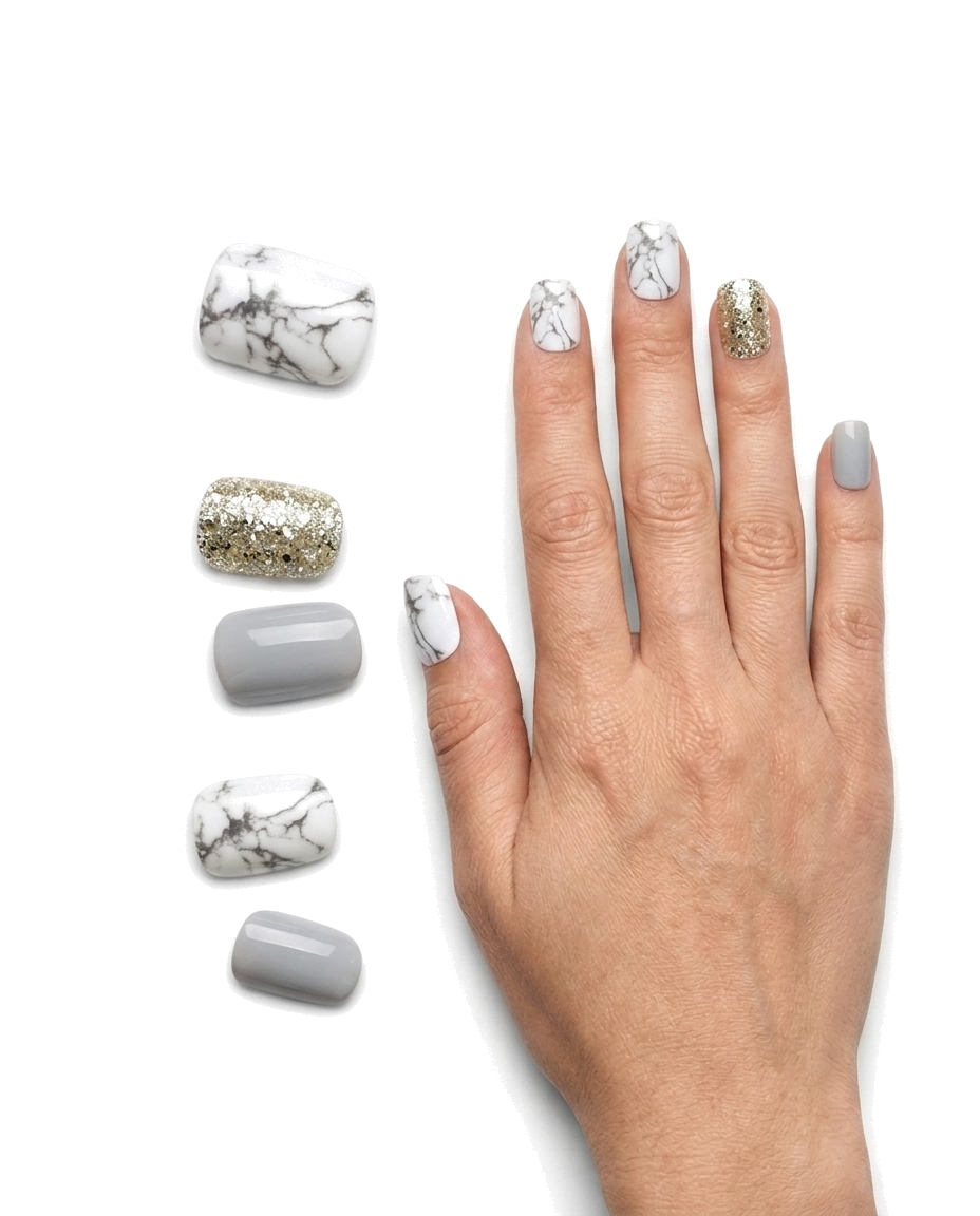imPRESS Knock Out press-on nails worn on hand with loose nails
