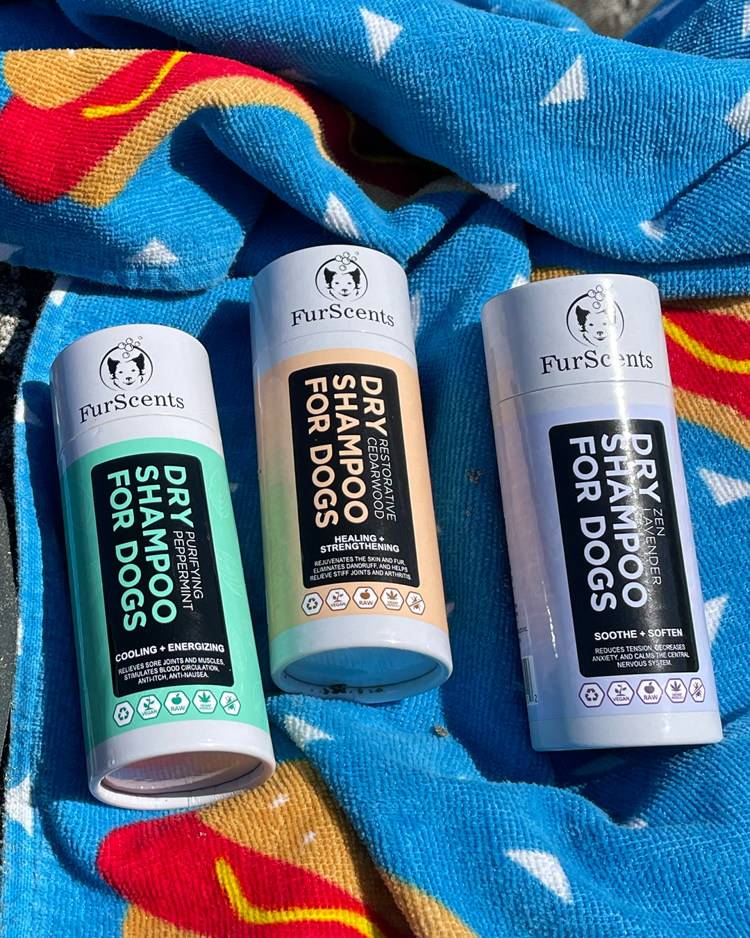 פפרמינט על שמיכת פיקניק, תחליף שמפו אידיאלי לטיולים FurScents שמפו יבש לכלבים