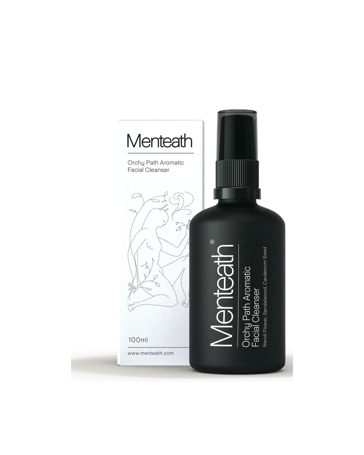 שמן ניקוי לפנים Orchy Path של Menteath עם אריזה על רקע לבן
