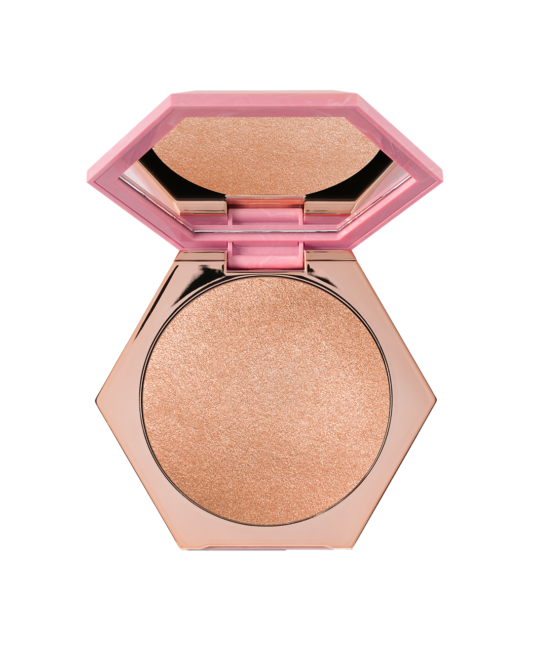 היילייטר בגוון שמפניה מבריק באריזה ורודה אלגנטית לאפקט זוהר